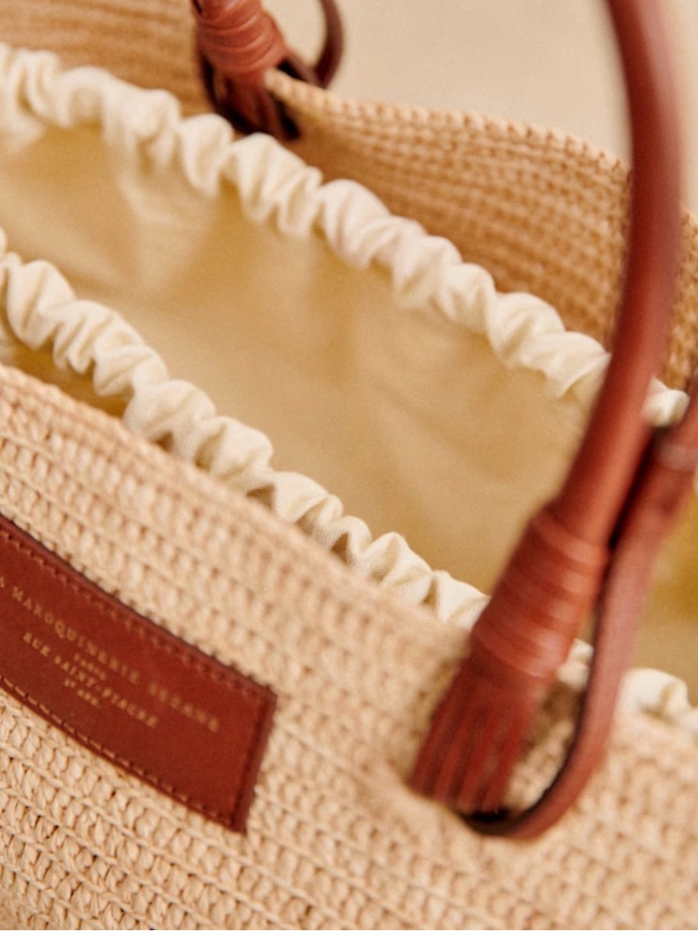 Sezane Justine Basket Bag Natural Raffia - Picture 3 of 5